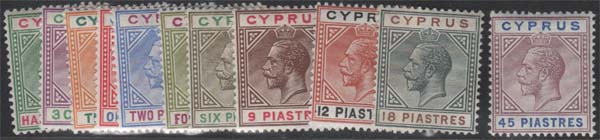 Aron R. Halberstam Philatelists Ltd.; British Commonwealth Stamps: CYPRUS - KGV; Scott: 61-71; SG: 74-84; Condition: VF LH