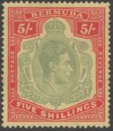 Aron R. Halberstam Philatelists Ltd.; British Commonwealth Stamps: BERMUDA - KGVI; Scott: 125a var; SG: 118d; Condition: VF LH