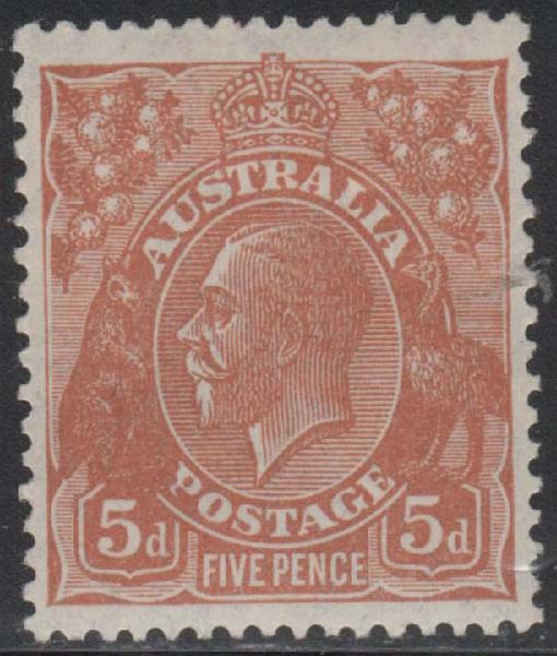 Aron R. Halberstam Philatelists Ltd.; British Commonwealth Stamps: AUSTRALIA - KGV; Scott: 75; SG: 103a; Condition: XF H