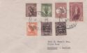 Aron R. Halberstam Philatelists Ltd.; British Commonwealth Stamps: AUSTRALIA - KGVI; Scott: M1-7; SG: J1-7; Condition: VF Ucomplete set of 7 tied by c.d.s to British Forces envelope