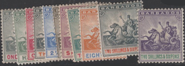 Aron R. Halberstam Philatelists Ltd.; British Commonwealth Stamps: BARBADOS - QV; Scott: 70-80; SG: 105-115; Condition: VF LH