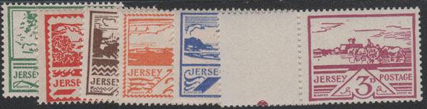 Aron R. Halberstam Philatelists Ltd.; British Commonwealth Stamps: JERSEY - KGVI; Scott: none; SG: 3-8; Condition: VF NH