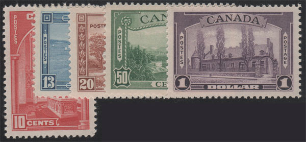 Aron R. Halberstam Philatelists Ltd.; British Commonwealth Stamps: CANADA - KGVI; Scott: 241-245; SG: 357-367; Condition: XF NH