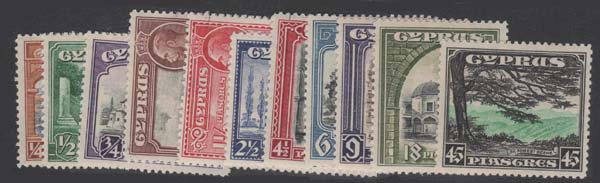 Aron R. Halberstam Philatelists Ltd.; British Commonwealth Stamps: CYPRUS - KGV; Scott: 125-135; SG: 133-143; Condition: VF LH