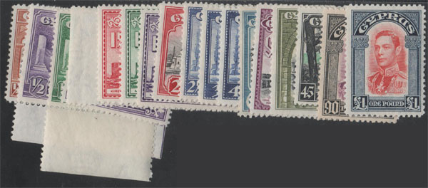 Aron R. Halberstam Philatelists Ltd.; British Commonwealth Stamps: CYPRUS - KGVI; Scott: 143-155; SG: 151-163; Condition: VF LH