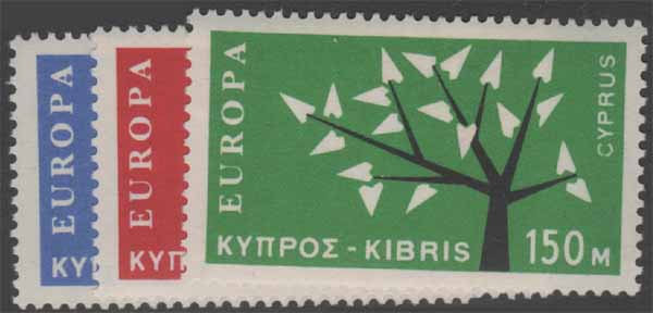 Aron R. Halberstam Philatelists Ltd.; British Commonwealth Stamps: CYPRUS - ; Scott: 219-221; SG: 224-226; Condition: VF LH