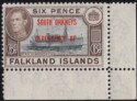 Aron R. Halberstam Philatelists Ltd.; British Commonwealth Stamps: FALKLAND ISLANDS - KGVI; Scott: 5L6 var; SG: D6a; Condition: VF NH