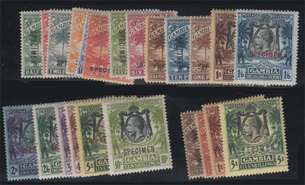 Aron R. Halberstam Philatelists Ltd.; British Commonwealth Stamps: GAMBIA - KGV; Scott: 102-120+; SG: 118s-142s; Condition: VF LH+ H