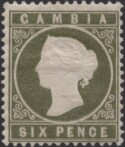 Aron R. Halberstam Philatelists Ltd.; British Commonwealth Stamps: GAMBIA - QV; Scott: 18b; SG: 33; Condition: F-VF LH