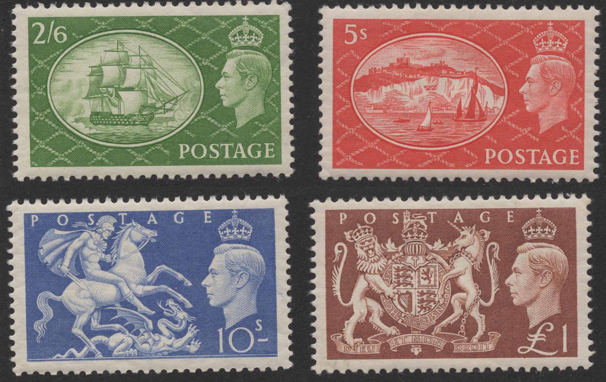 Aron R. Halberstam Philatelists Ltd.; British Commonwealth Stamps: GREAT BRITAIN - KGVI; Scott: 286-289; SG: 509-512; Condition: VF NH