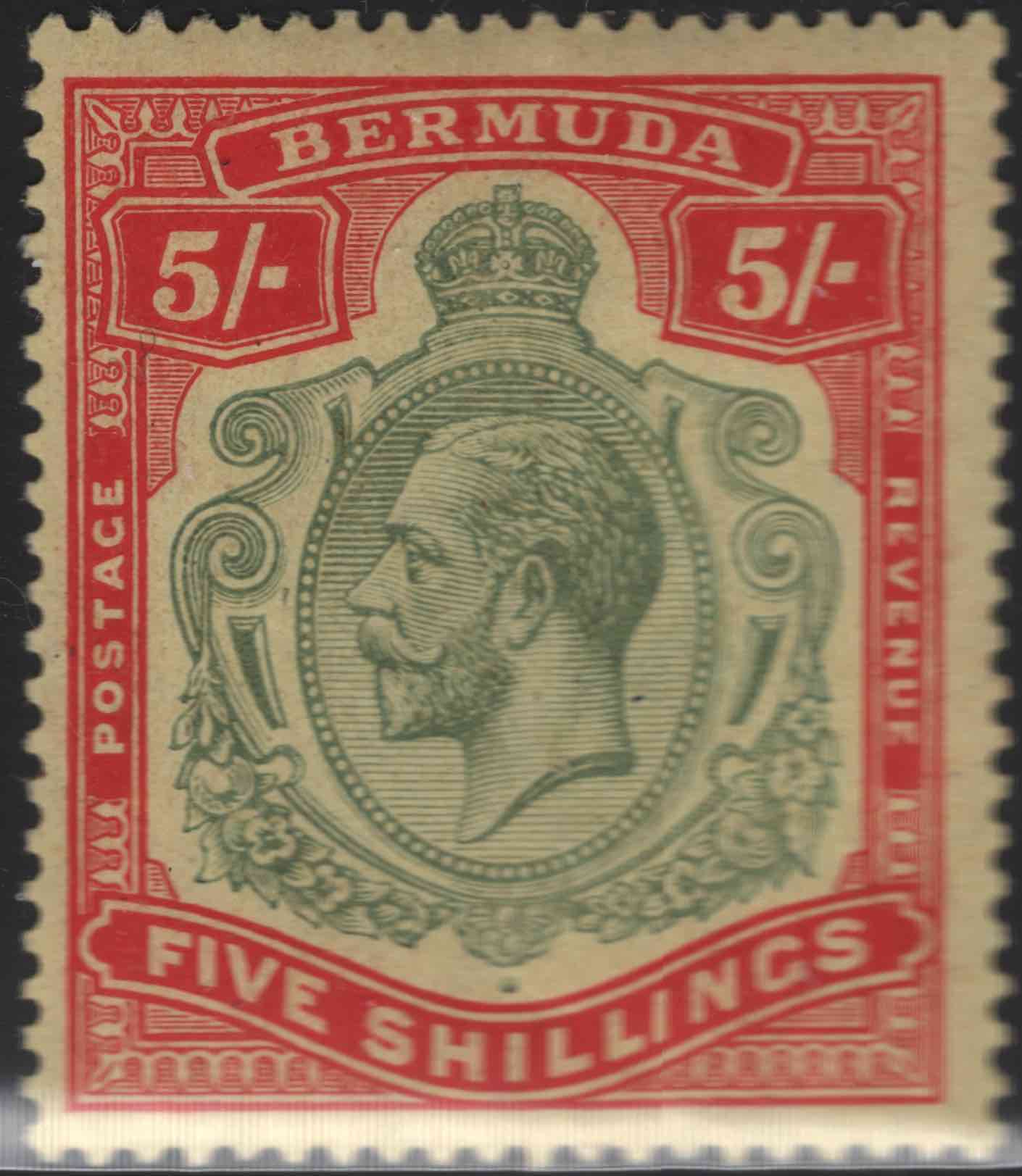 Aron R. Halberstam Philatelists Ltd.; British Commonwealth Stamps: BERMUDA - KGV; Scott: 52; SG: 53d; Condition: F-VF LH