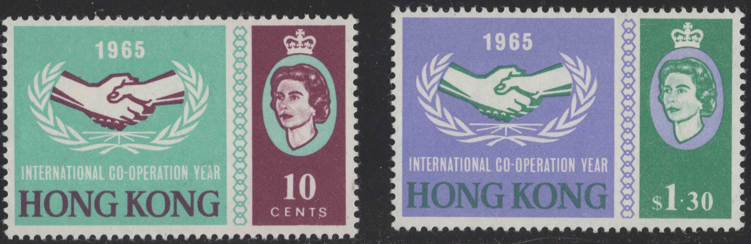 Aron R. Halberstam Philatelists Ltd.; British Commonwealth Stamps: HONG KONG - QEII; Scott: 223-224; SG: 216-217; Condition: VF LH