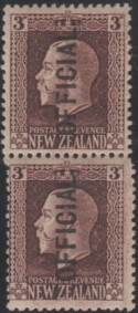 Aron R. Halberstam Philatelists Ltd.; British Commonwealth Stamps: NEW ZEALAND - KGV; Scott: O47var.; SG: O100c; Condition: VF LH +NH