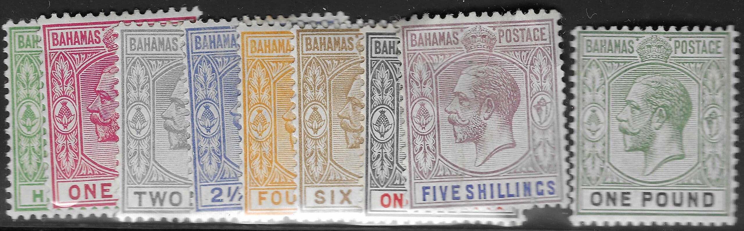 Aron R. Halberstam Philatelists Ltd.; British Commonwealth Stamps: BAHAMAS - KGV; Scott: 49-56; SG: 81-89; Condition: VF LH