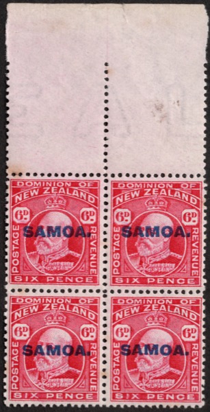 Aron R. Halberstam Philatelists Ltd.; British Commonwealth Stamps: SAMOA - KEVII; Scott: 118a; SG: 119a; Condition: VF NH