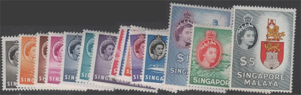 Aron R. Halberstam Philatelists Ltd.; British Commonwealth Stamps: SINGAPORE - QEII; Scott: 28-42; SG: 38-52; Condition: VF NH