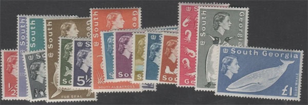 Aron R. Halberstam Philatelists Ltd.; British Commonwealth Stamps: SOUTH GEORGIA - QEII; Scott: 1-16; SG: 1-16; Condition: VF NH