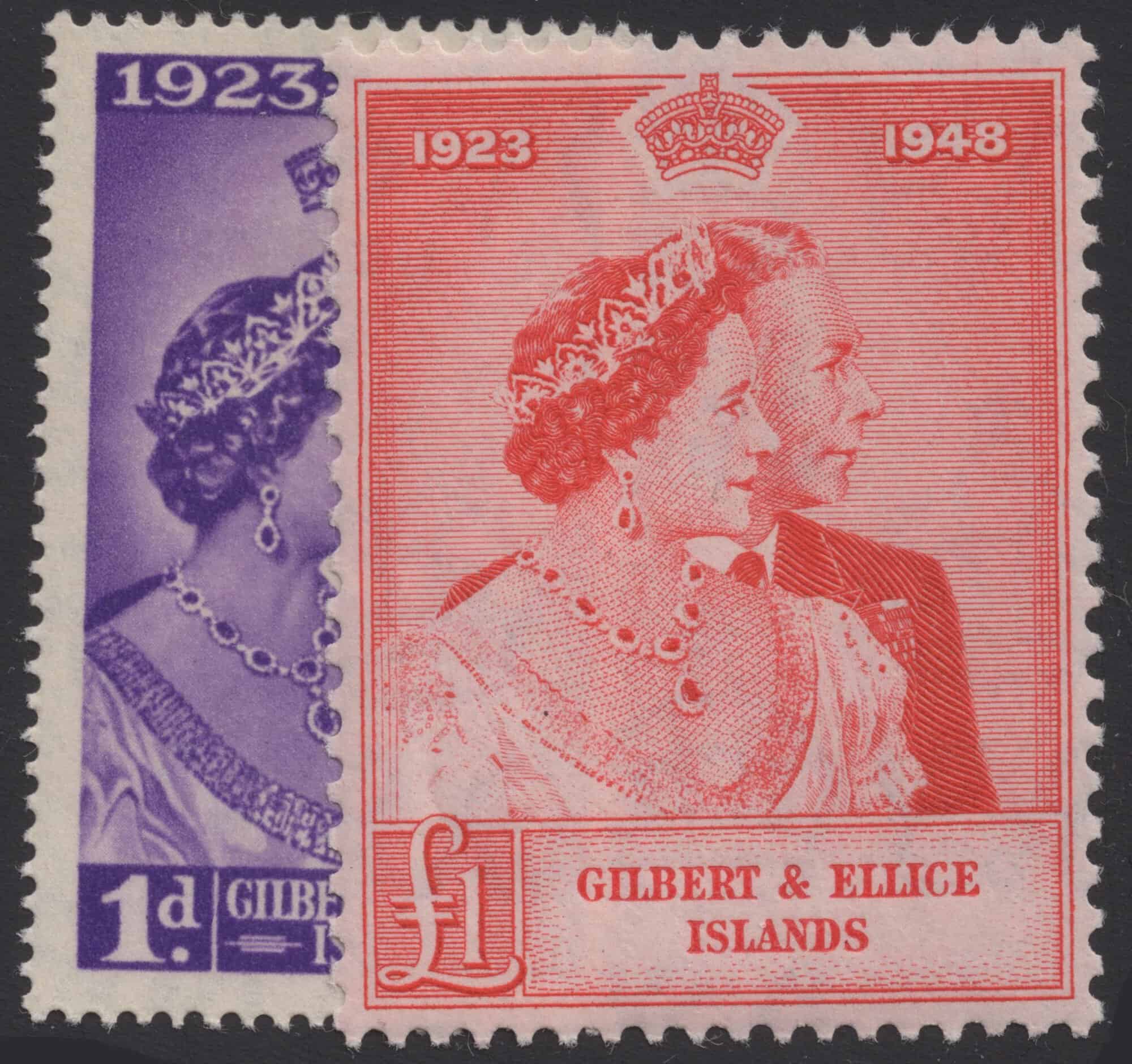 Aron R. Halberstam Philatelists Ltd.; British Commonwealth Stamps: GILBERT AND ELLICE - KGVI; Scott: 54-55; SG: 57-58; Condition: VF LH