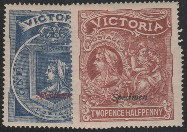 Aron R. Halberstam Philatelists Ltd.; British Commonwealth Stamps: VICTORIA - QV; Scott: B1-2; SG: 353s-354s; Condition: VF NH
