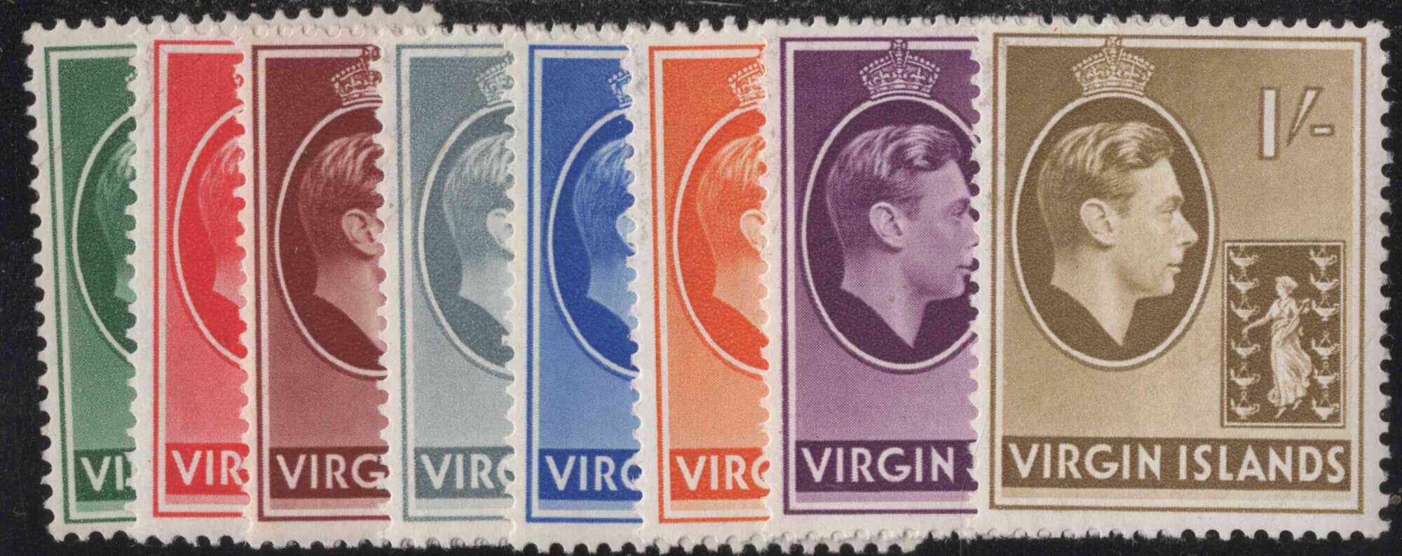 Aron R. Halberstam Philatelists Ltd.; British Commonwealth Stamps: VIRGIN ISLANDS - KGVI; Scott: 76-83 vars; SG: 110-117; Condition: VF LH