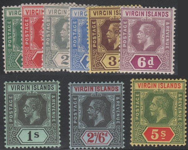 Aron R. Halberstam Philatelists Ltd.; British Commonwealth Stamps: VIRGIN ISLANDS - KGV; Scott: 38-46; SG: 69-77; Condition: VF VLH