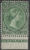 Aron R. Halberstam Philatelists Ltd.; British Commonwealth Stamps: FALKLAND ISLANDS - QV; Scott: 10 var; SG: 17; Condition: F-VF VLH