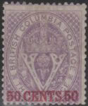 Aron R. Halberstam Philatelists Ltd.; British Commonwealth Stamps: BRITISH COLUMBIA - QV; Scott: 12; SG: 32; Condition: F-VF H