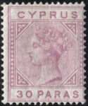Aron R. Halberstam Philatelists Ltd.; British Commonwealth Stamps: CYPRUS - QV; Scott: none; SG: 32; Condition: F_VF LH
